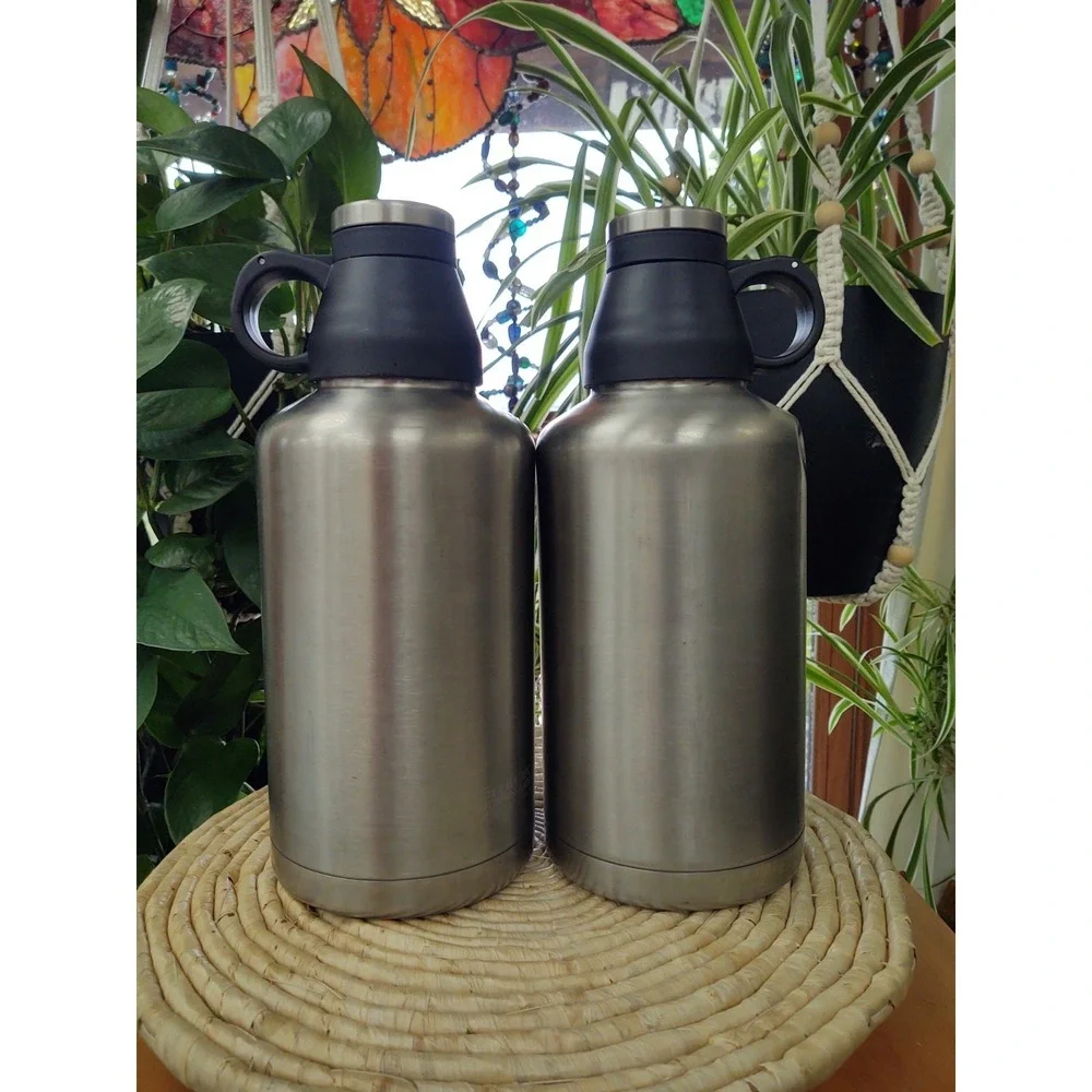 64 oz Stainless Steel Beer Drink Growler with Swing Top Lid Double wall Set of 2